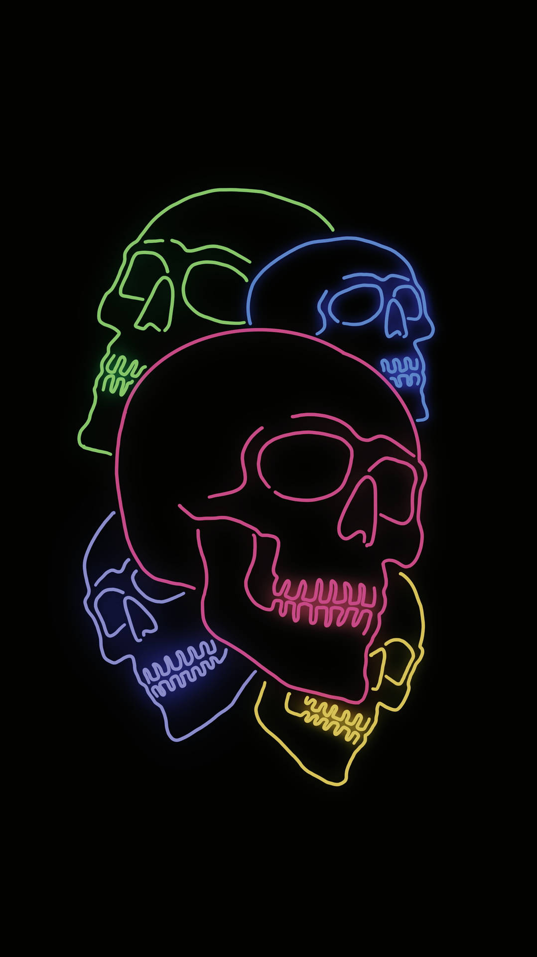 Neon Rainbow Skulls Best Oled Background