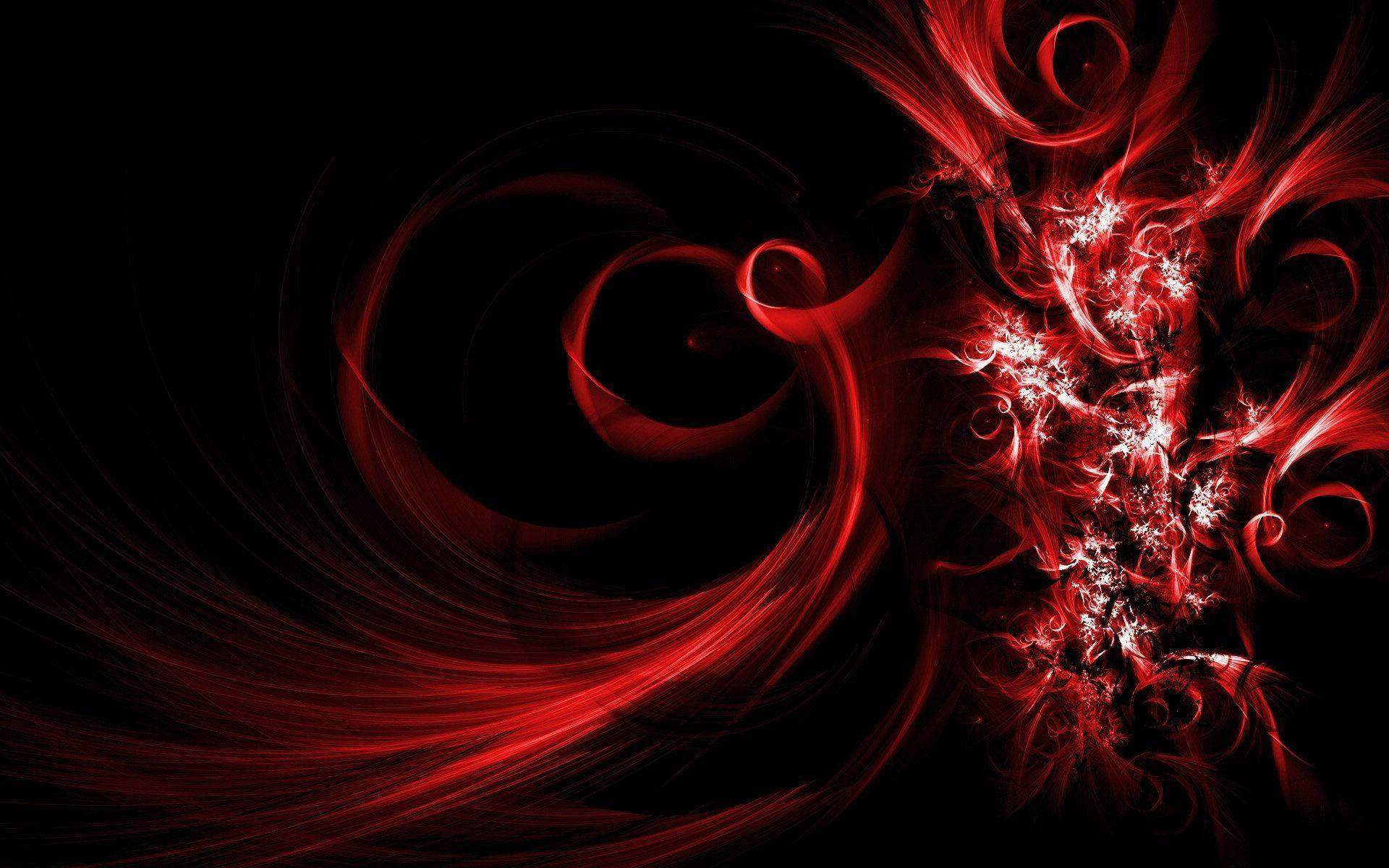 Neon Red Abstract Swirls