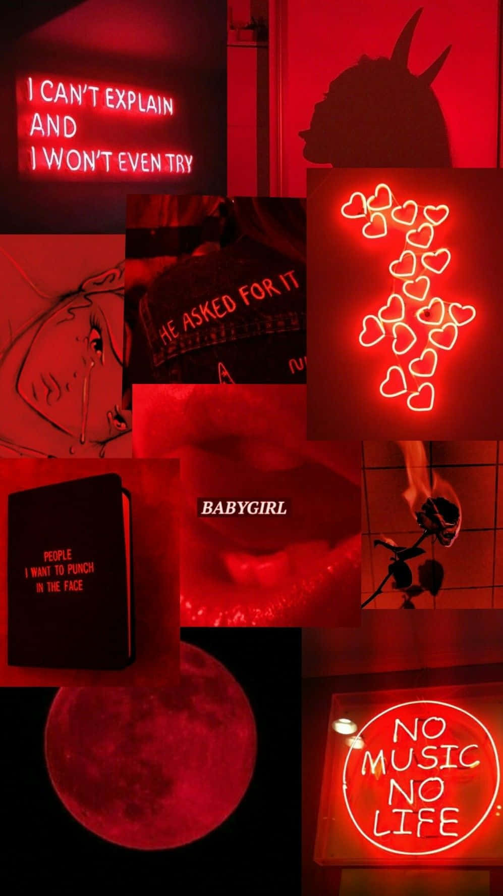 Neon Red Aesthetic At Night. Background