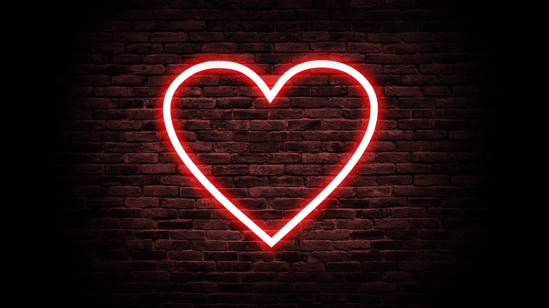 Neon Red Aesthetic Heart Background