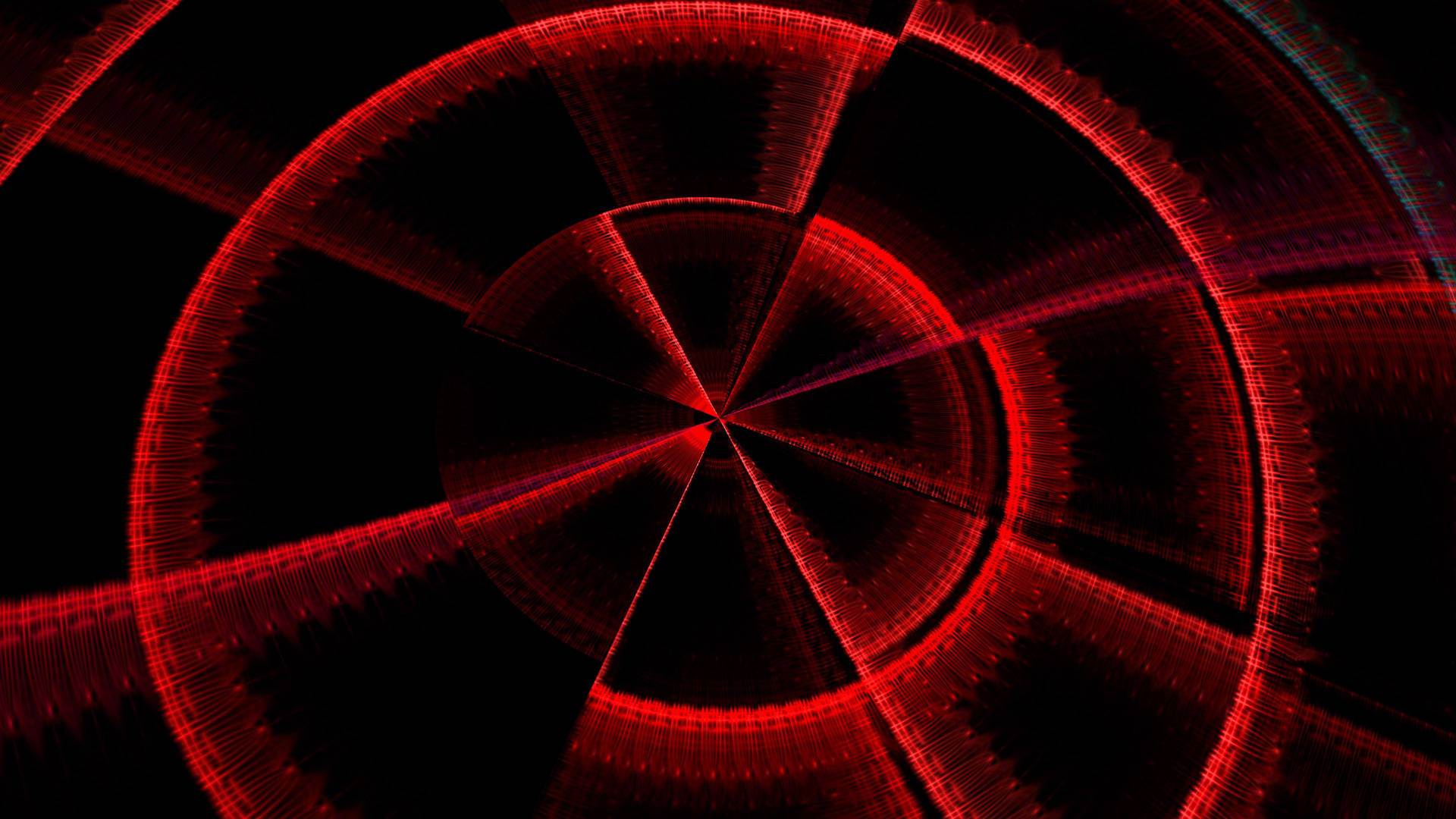 Neon Red And Black Fractal Circle Background
