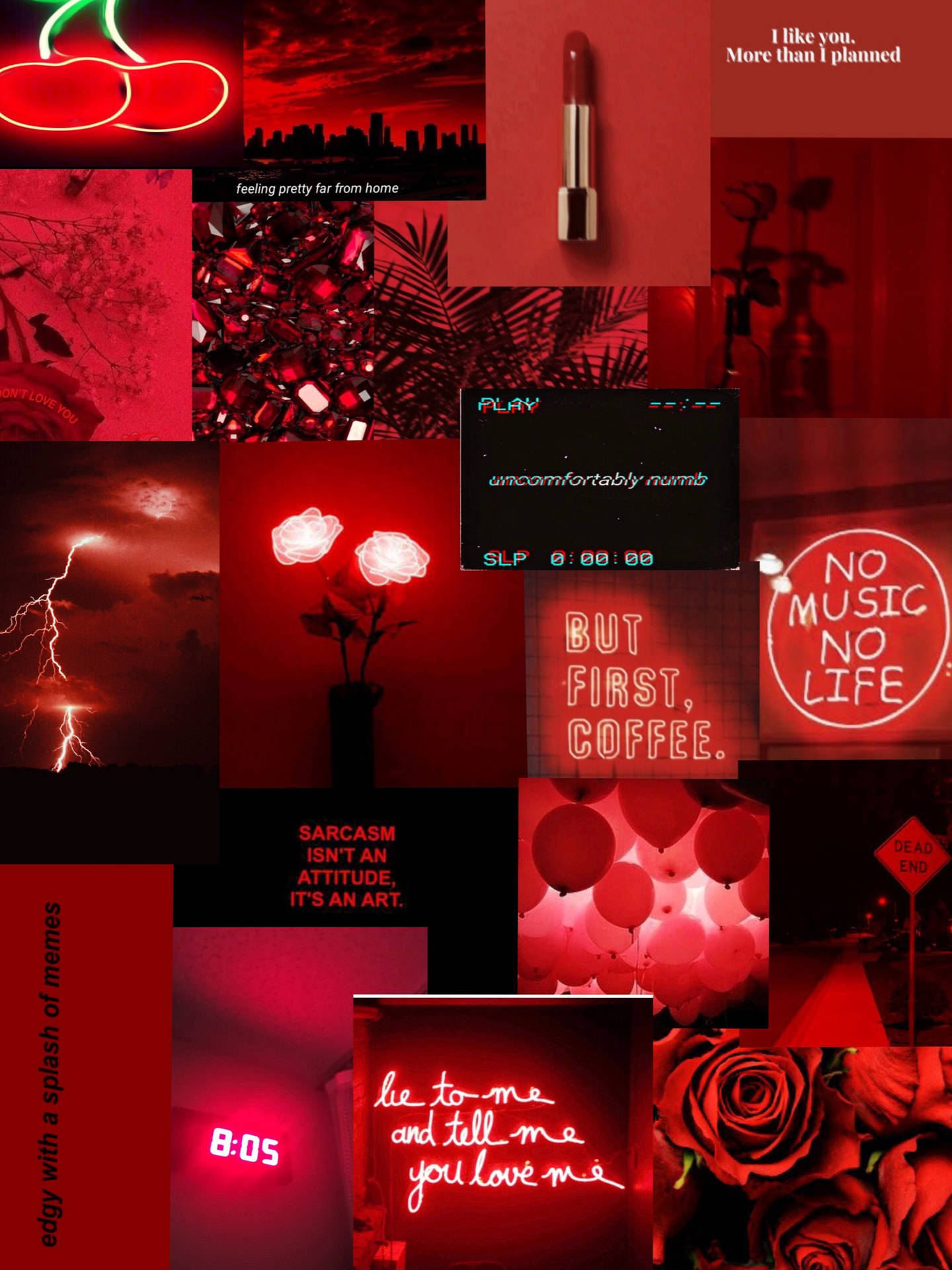 Neon Red Baddie Collage Background