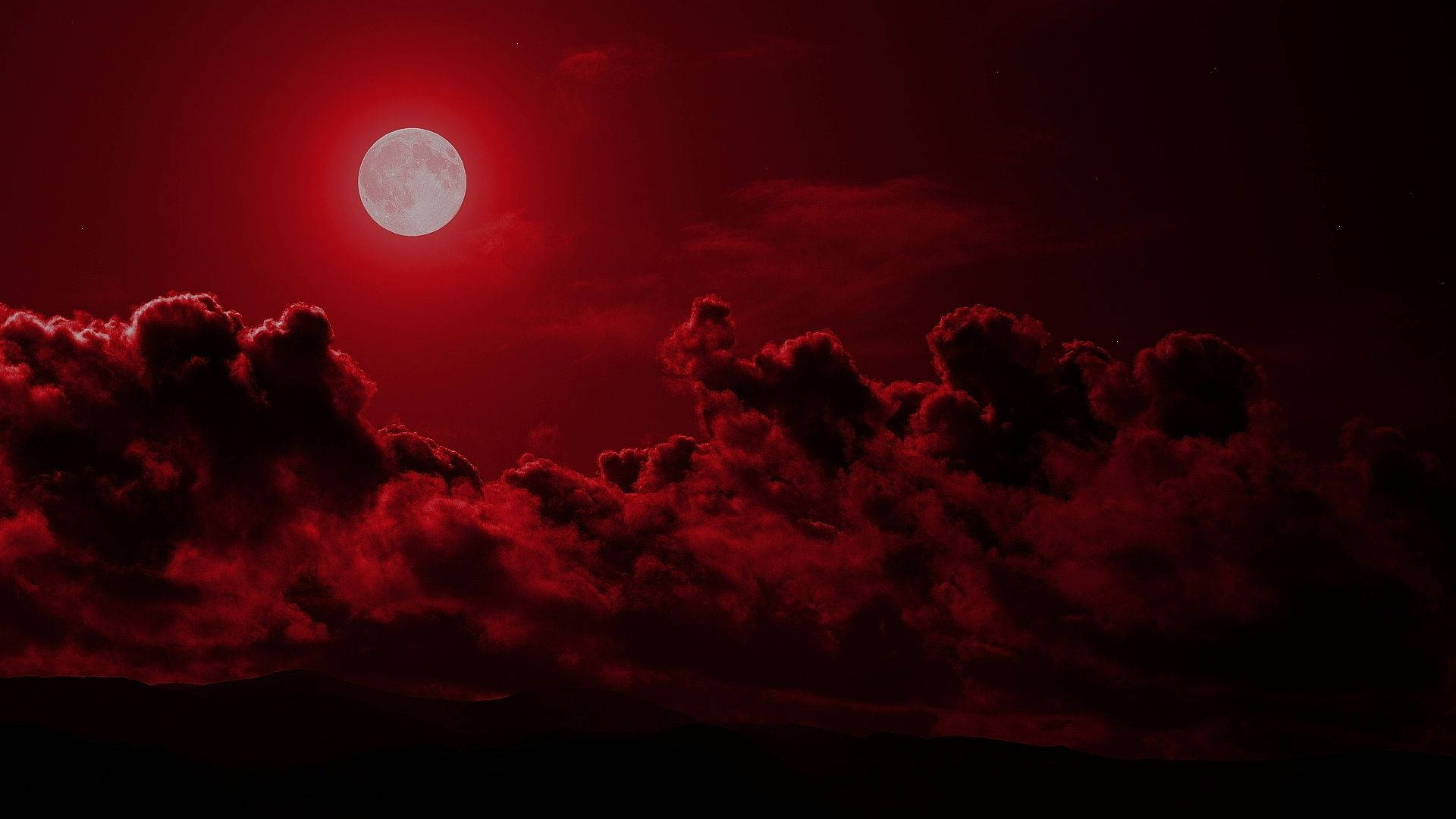 Neon Red Blood Moon Background