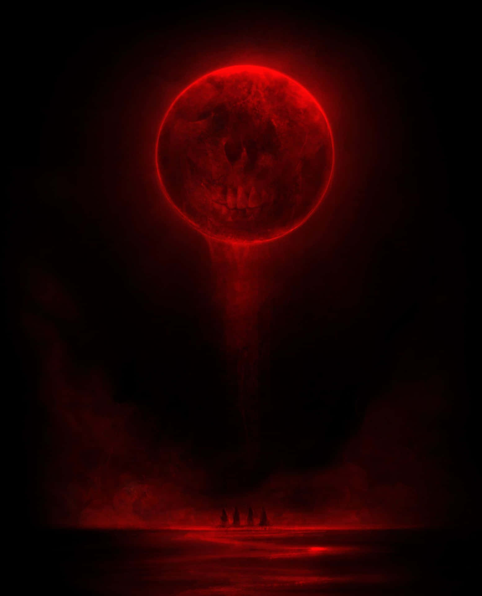 Neon Red Blood Moon Phone Background