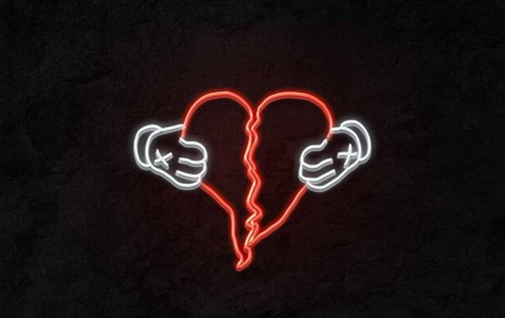 Neon Red Broken Heart 4k Background