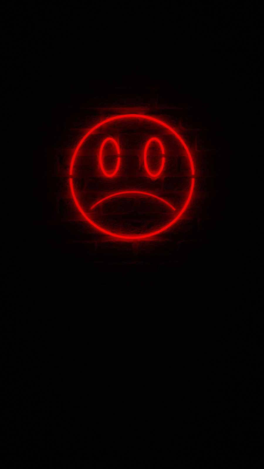 Neon Red Mood Off Sad Emoji Background