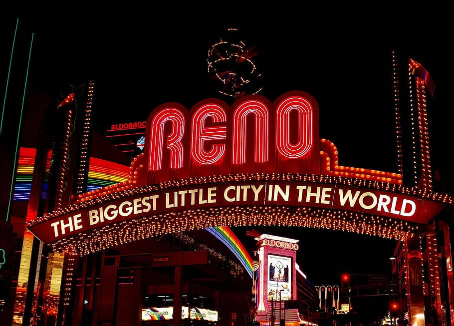 Neon Red Reno Arch Background