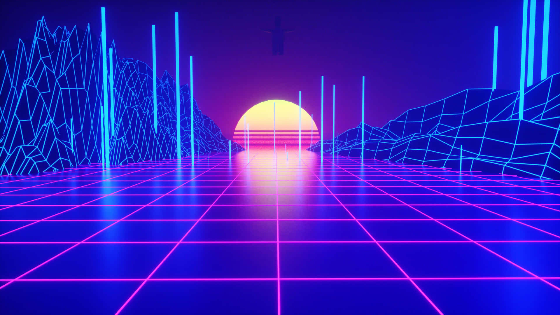 Neon Retro Synthwave Landscape Background