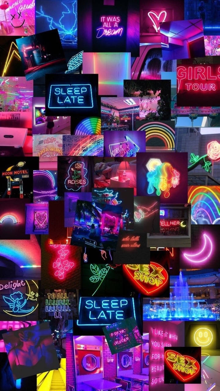 Neon Sign Collage Trippy Aesthetic