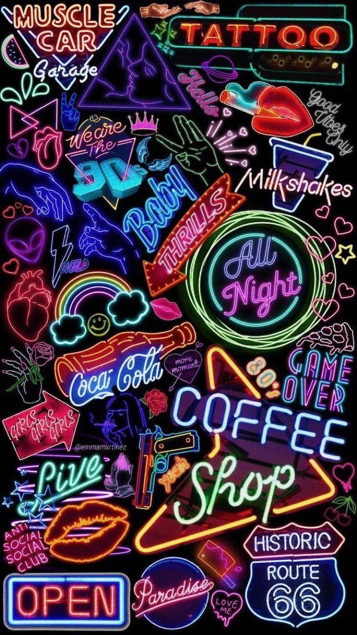 Neon Sign Collection Black Neon Aesthetic