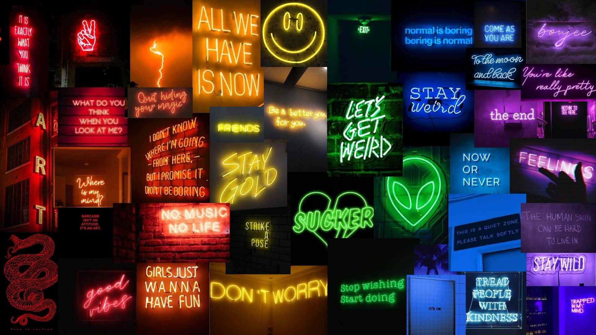 Neon Signs Collage Background