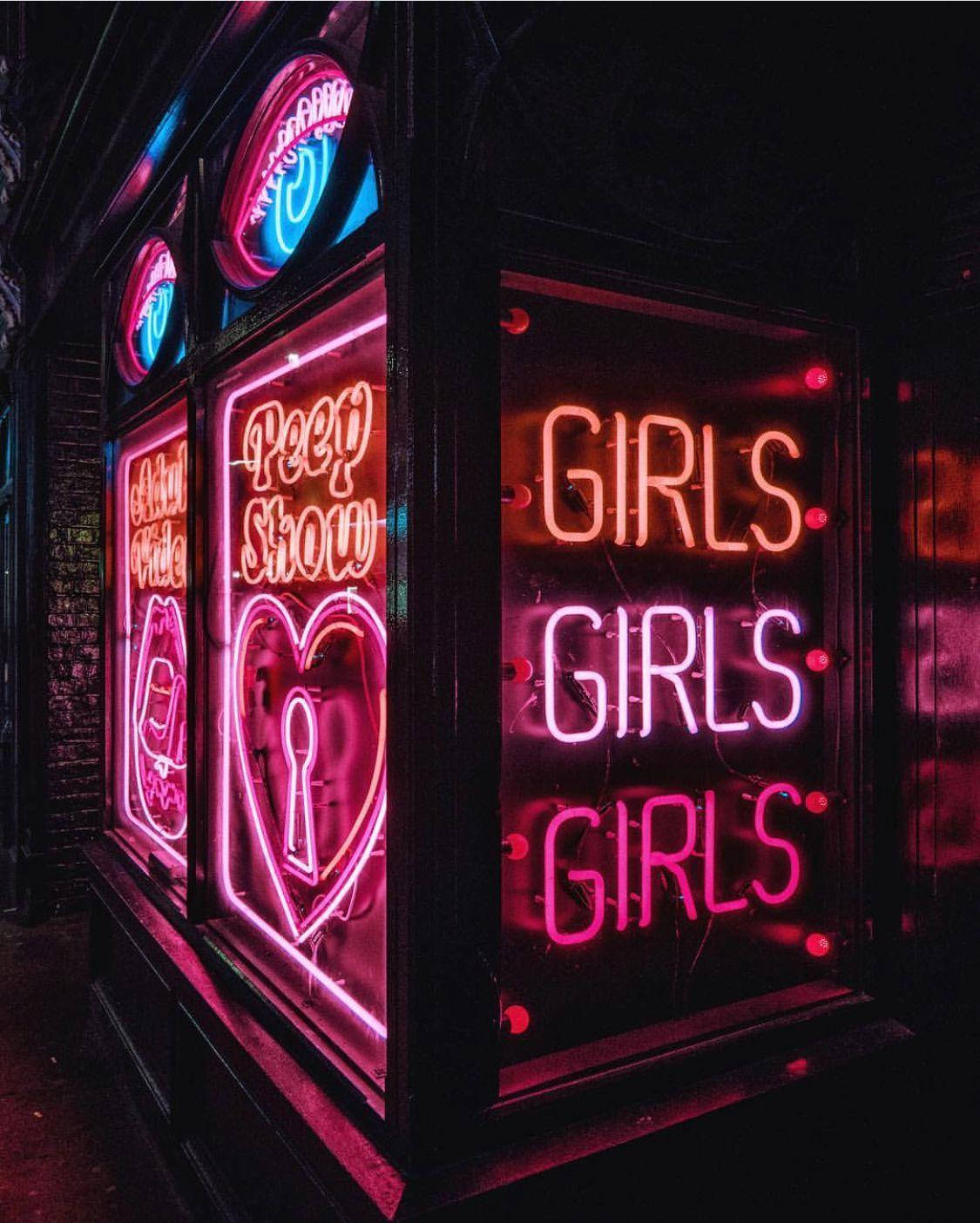 Neon Signs With The Words Girls And Girls