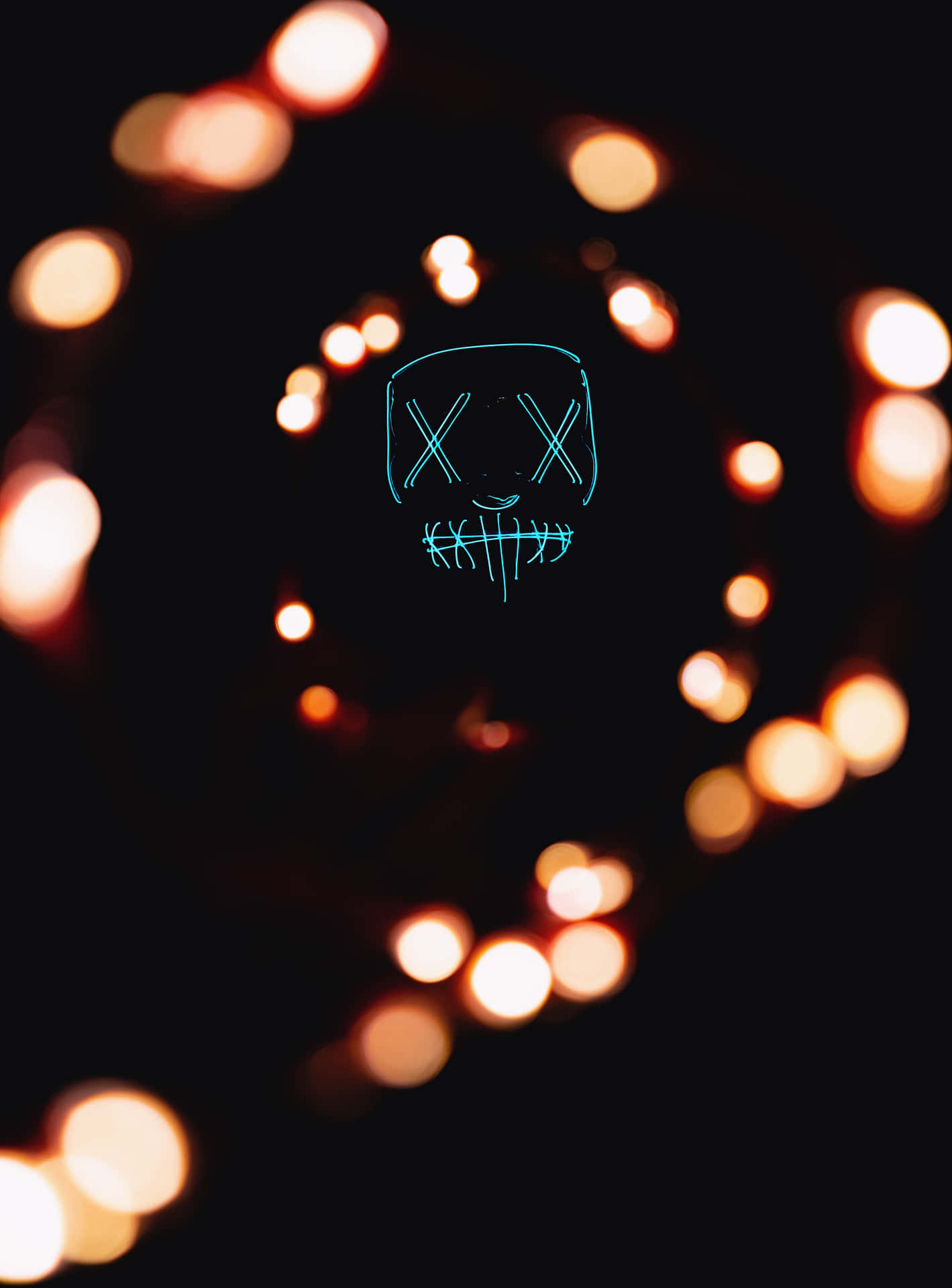 Neon Skull Bokeh Background Background