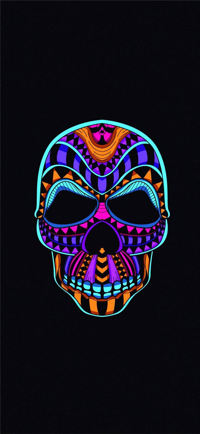 Neon Skull Iphone Ios 10 Background