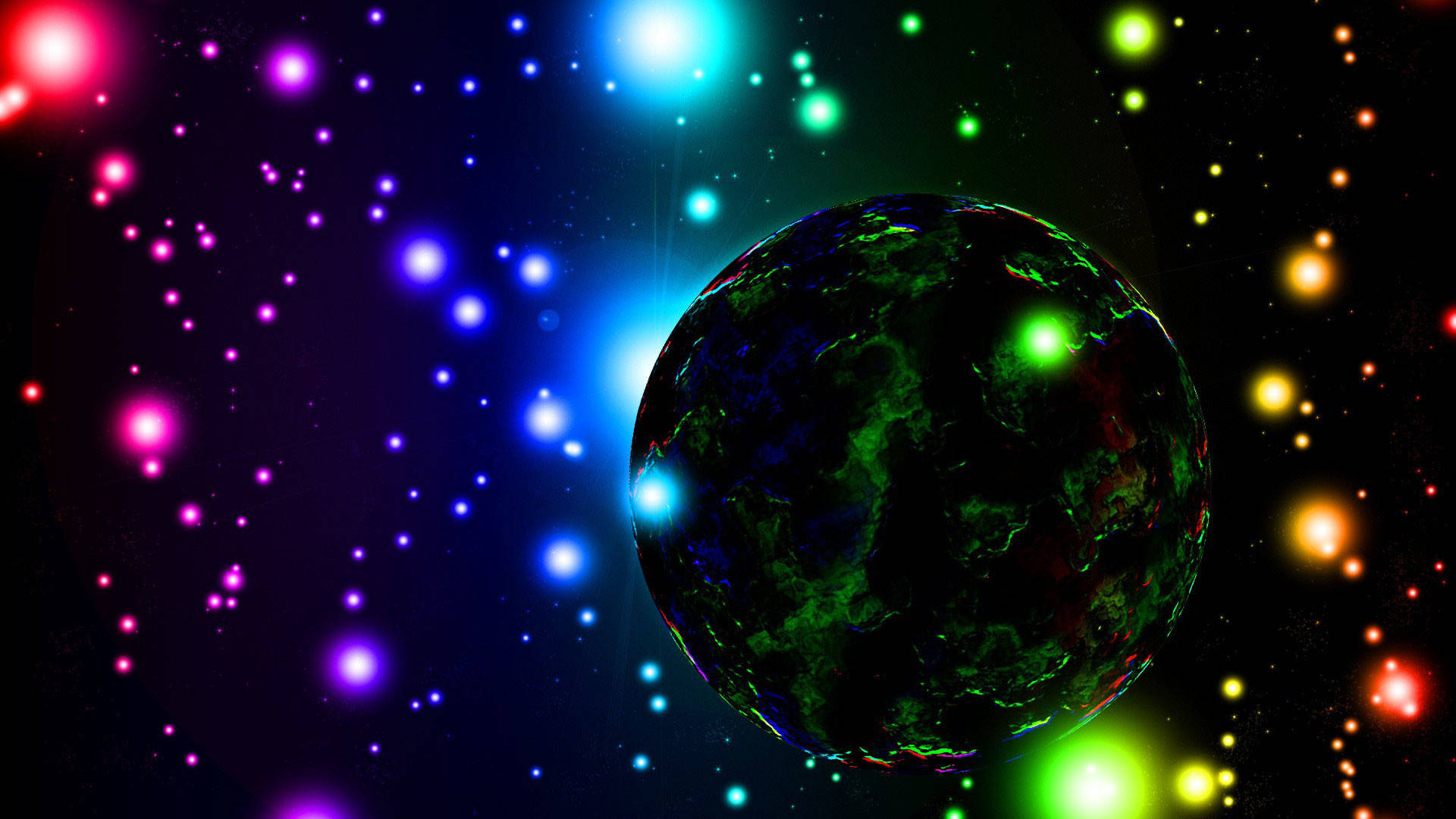 Neon Space Planet Best Desktop Background