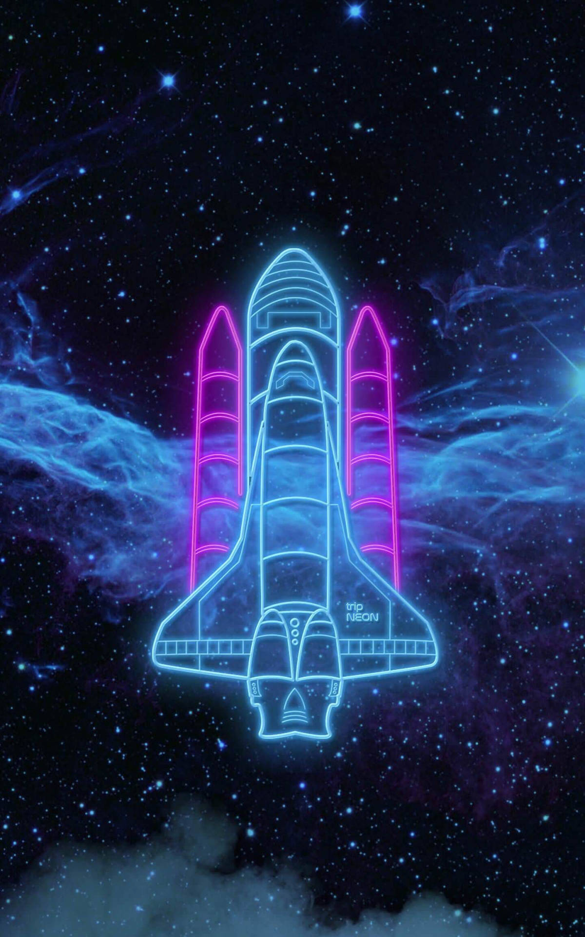 Neon Spaceship Background