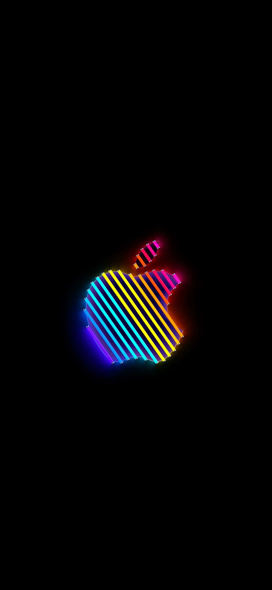 Neon Striped Apple Silhouette Background