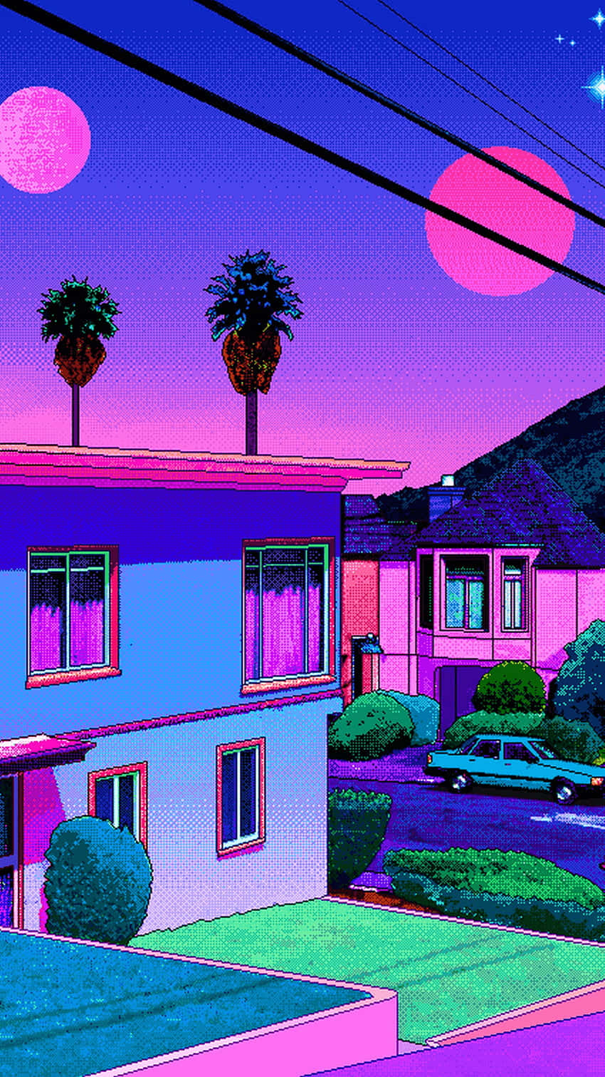 Neon Suburbia 90s Anime Aesthetic Background