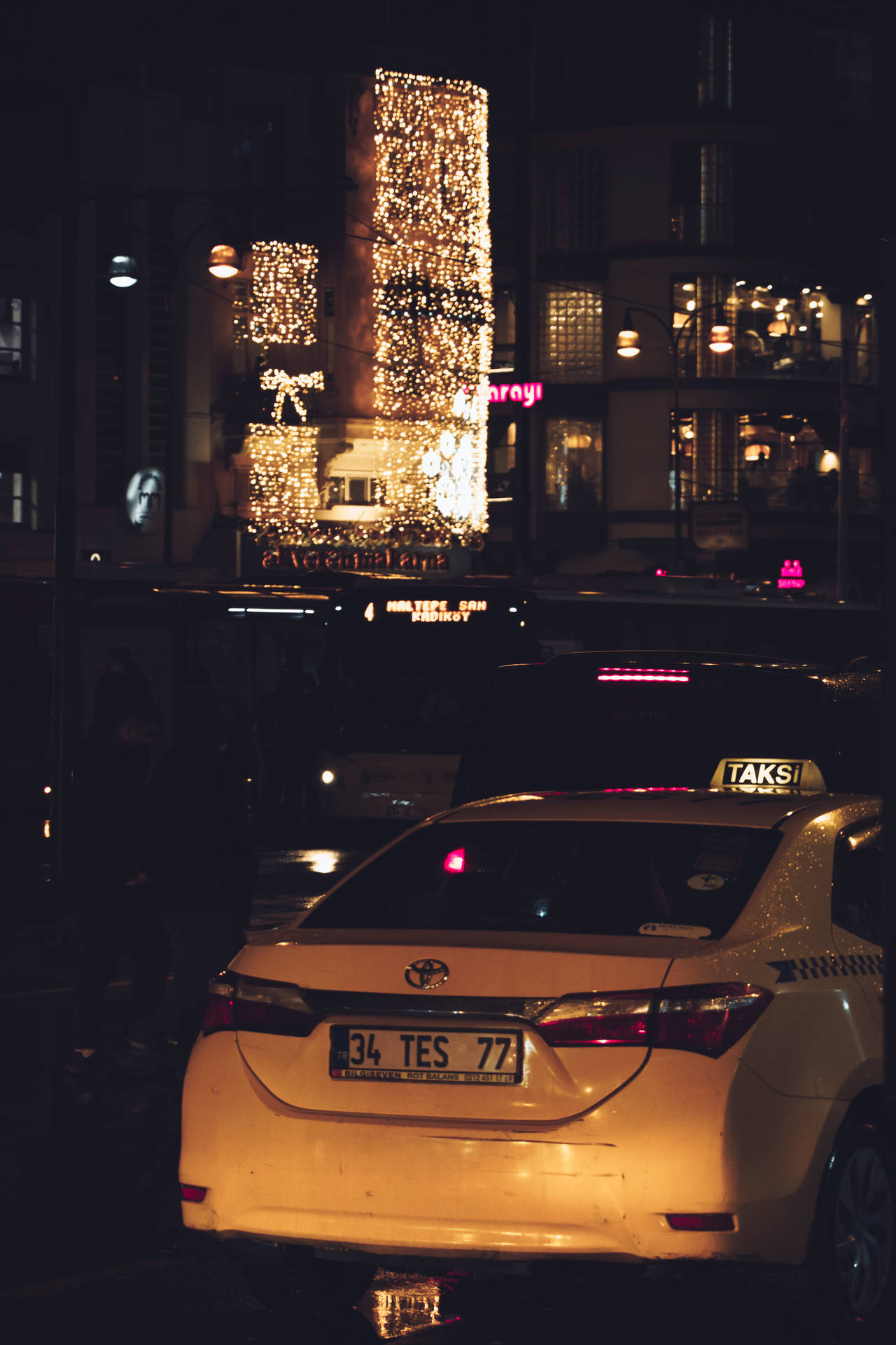 Neon Taxi Car