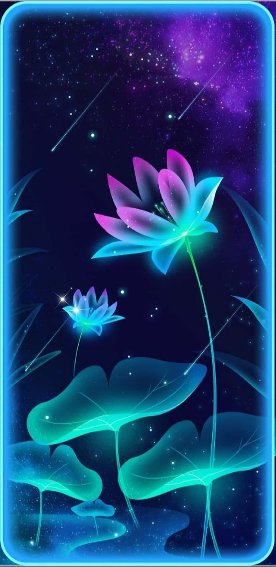 Neon Teal Flower Background