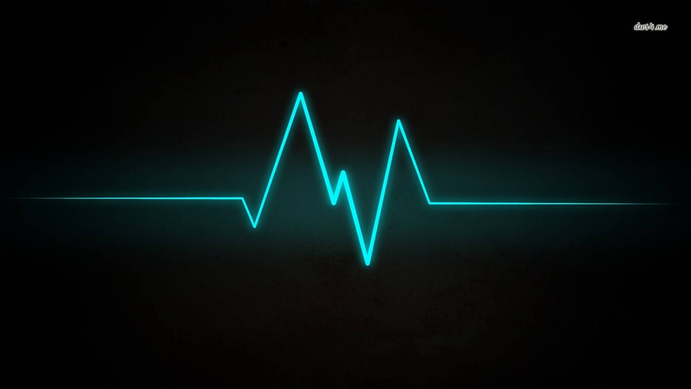 Neon Teal Heartbeat Background