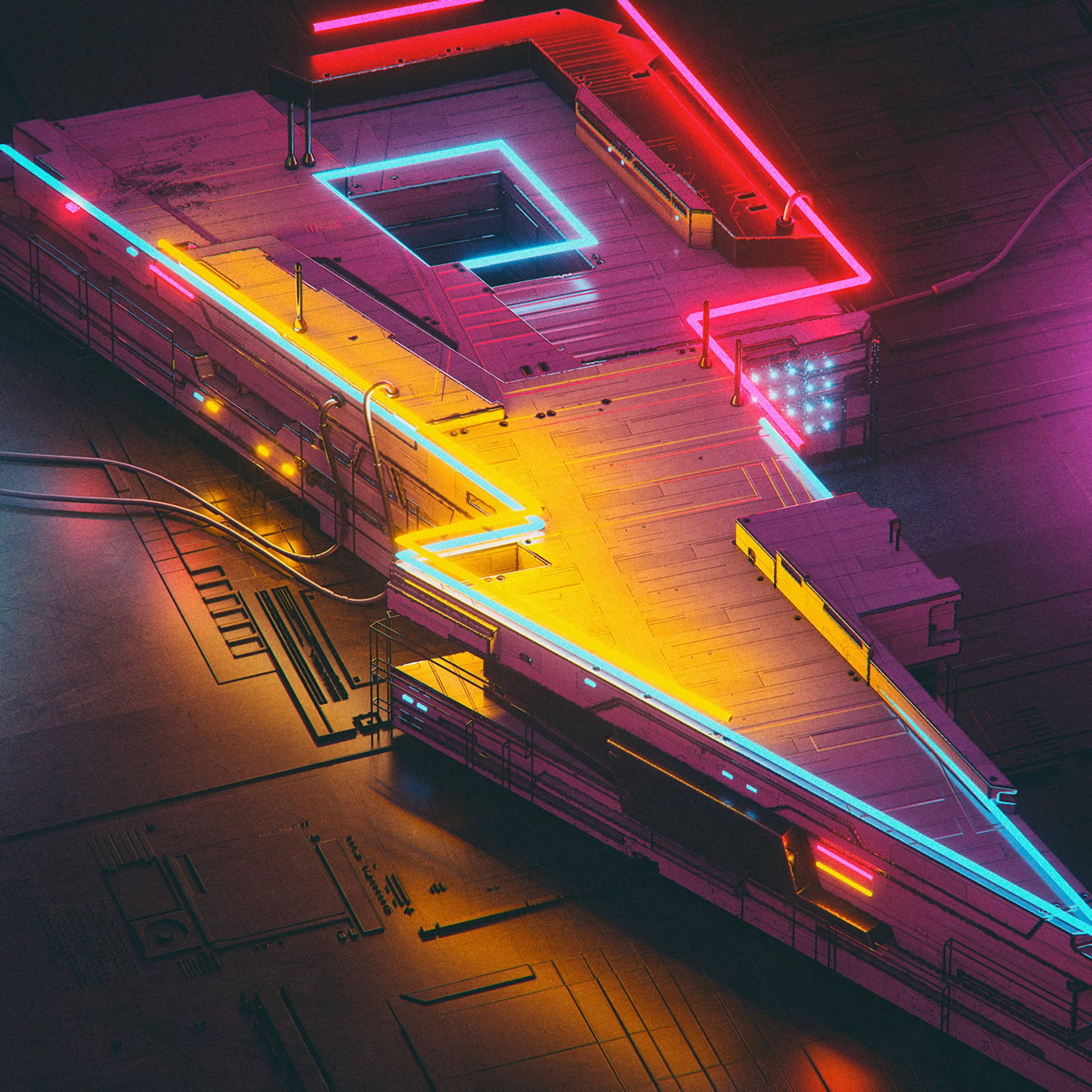 Neon Thunder Building Background