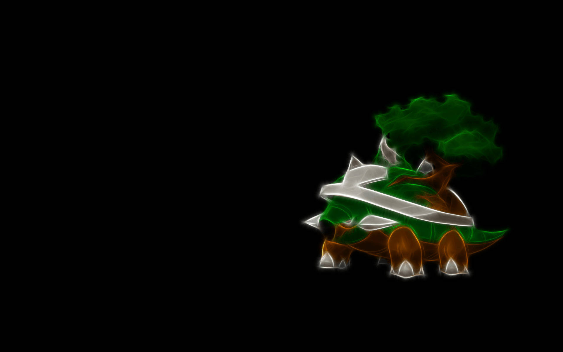 Neon Torterra With Black Background