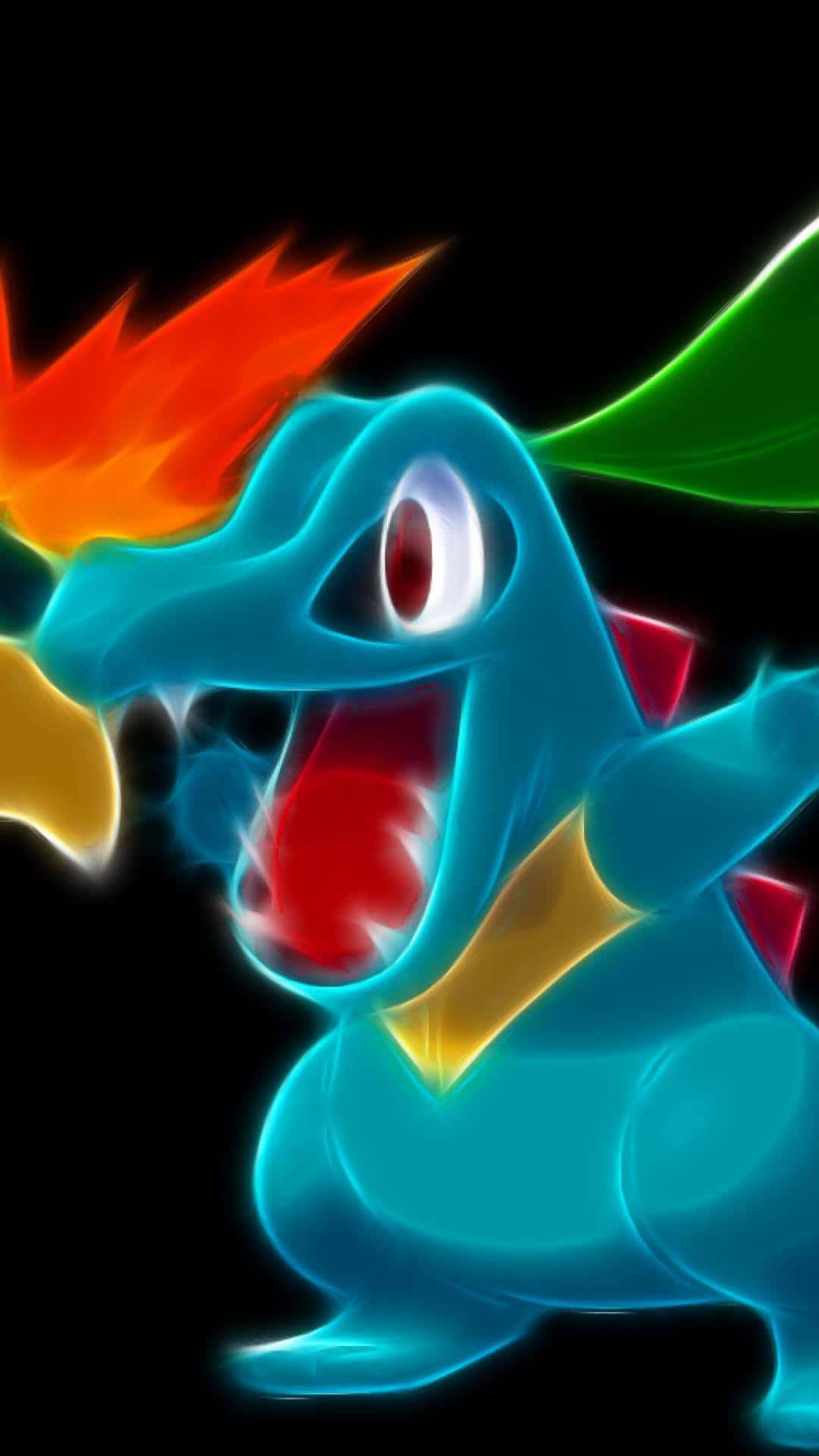 Neon Totodile Graphic Background