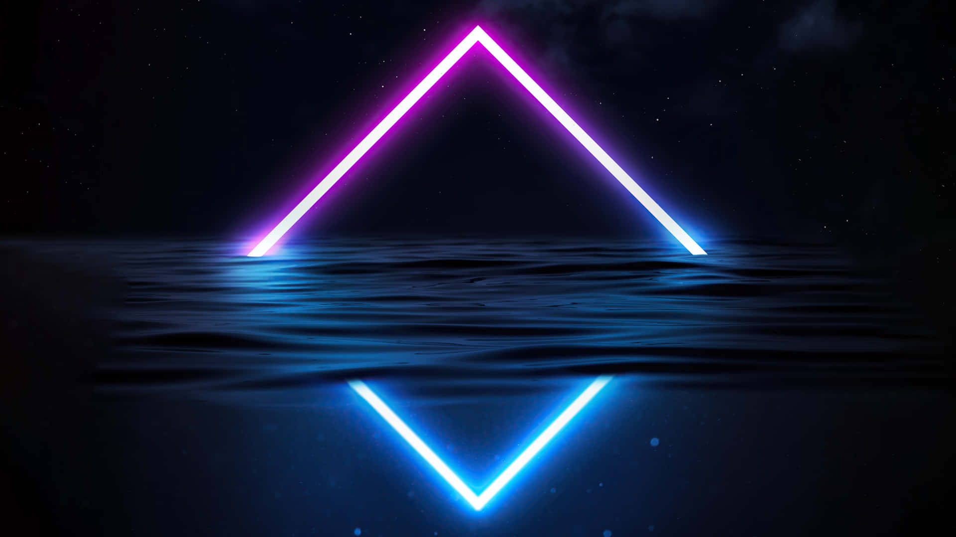 Neon Triangle Reflection Water Background