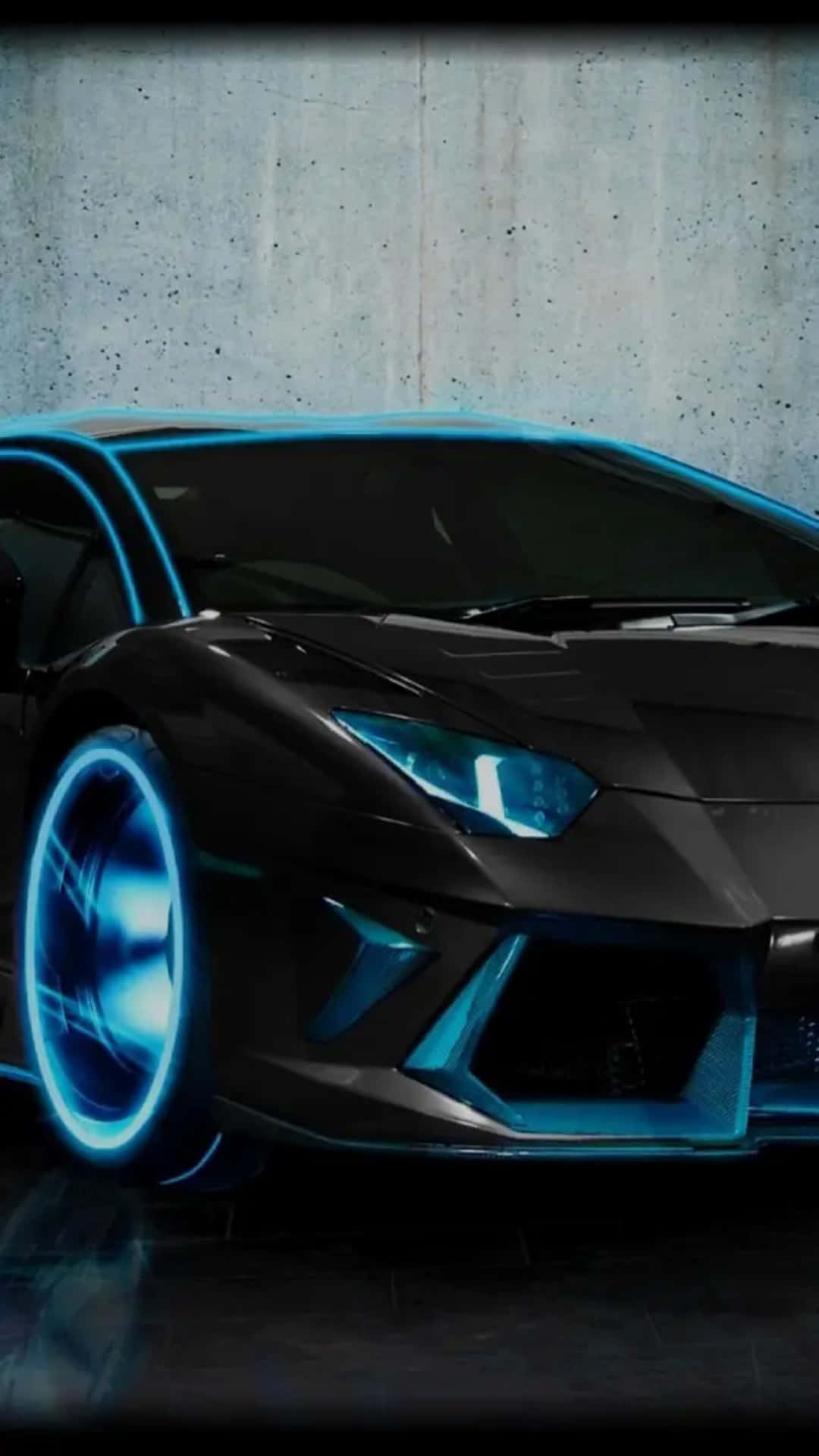 Neon Trimmed Black Lamborghini Background