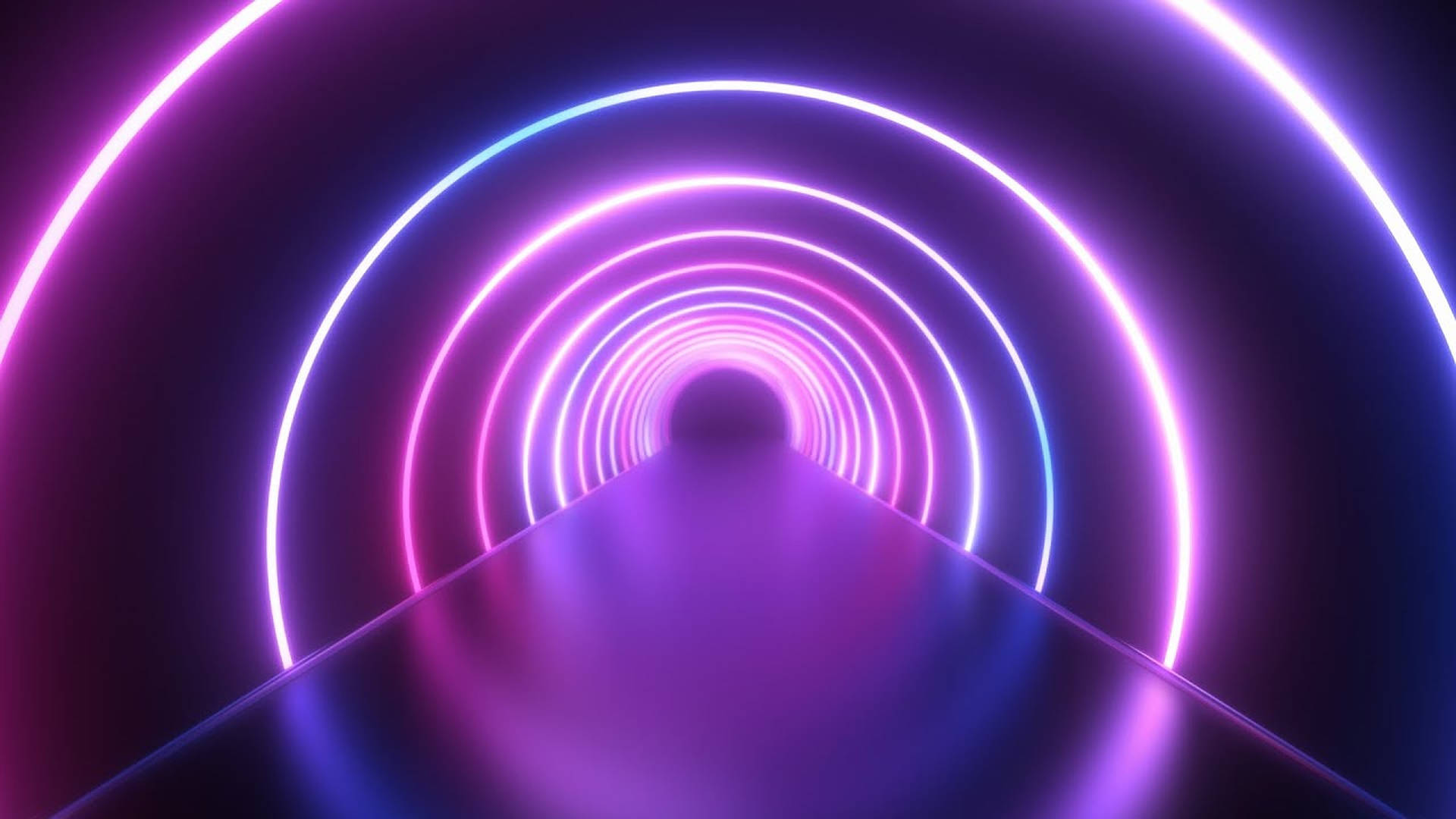 Neon Tunnel With Blue And Pink Lights Background