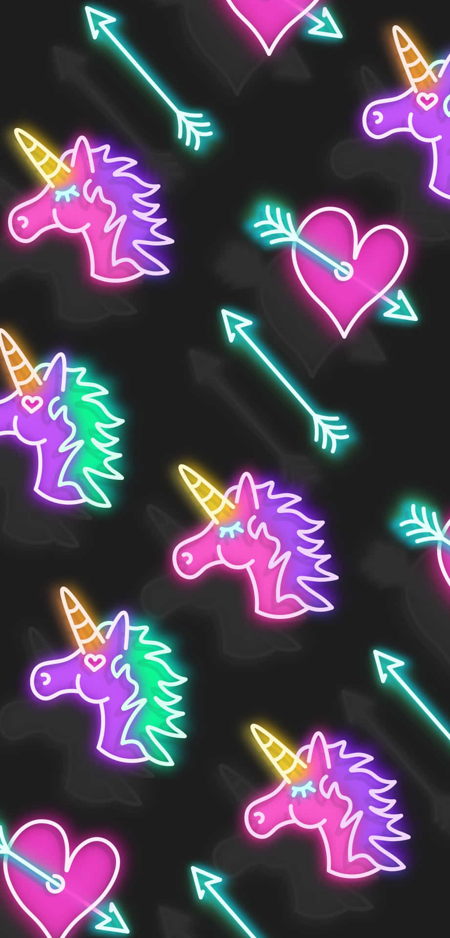 Neon Unicorn Pattern Wallpaper Background