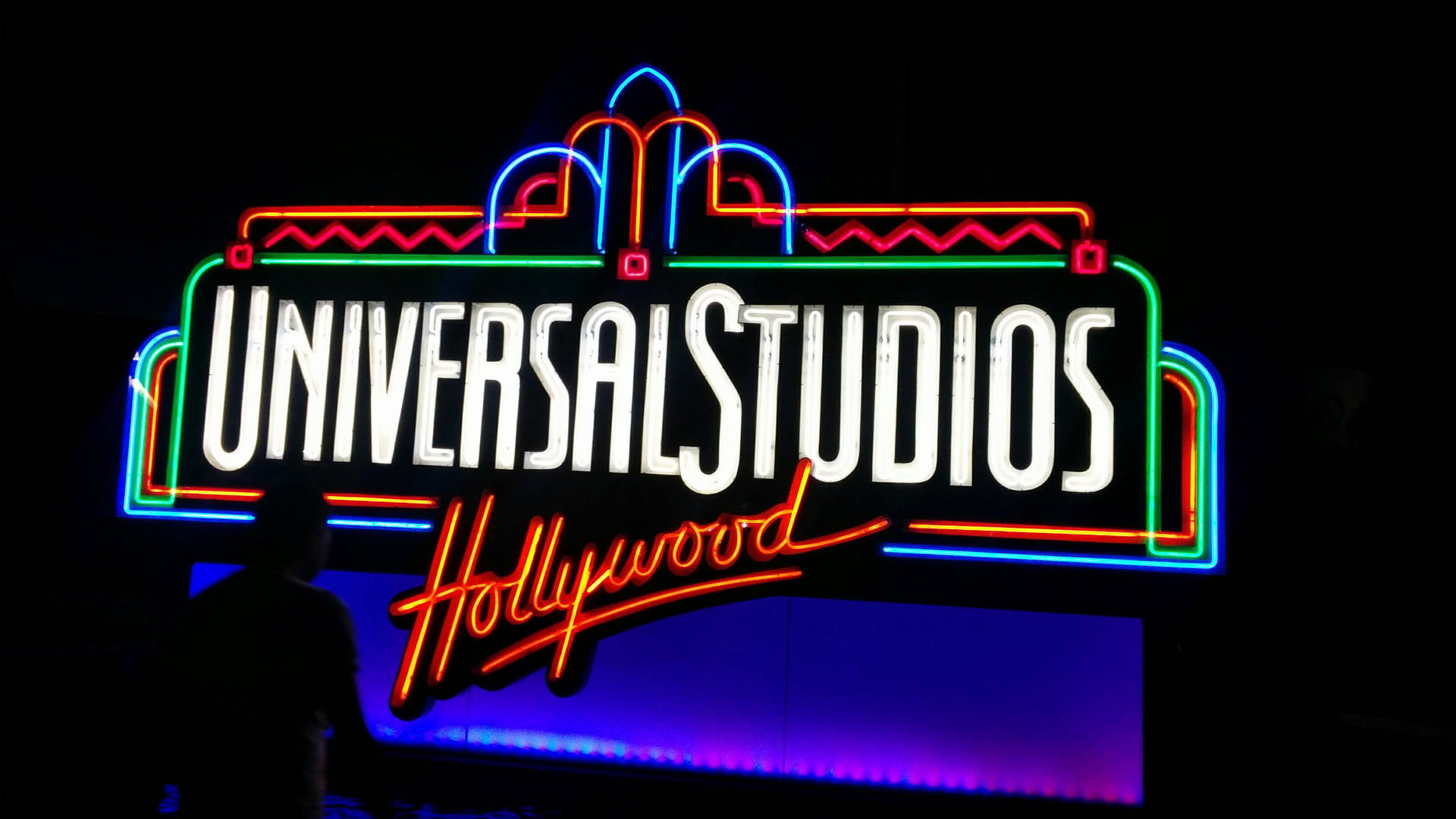 Neon Universal Studios Hollywood Signage Background