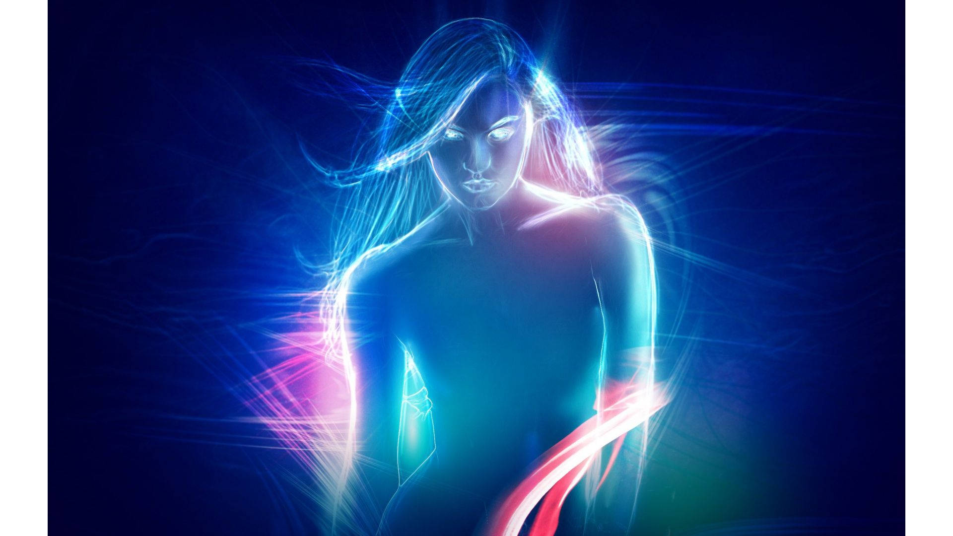 Neon Woman Hologram Background
