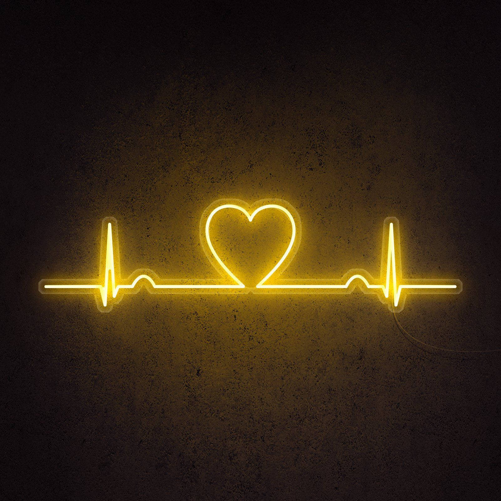 Neon Yellow Led Heart And Lifeline