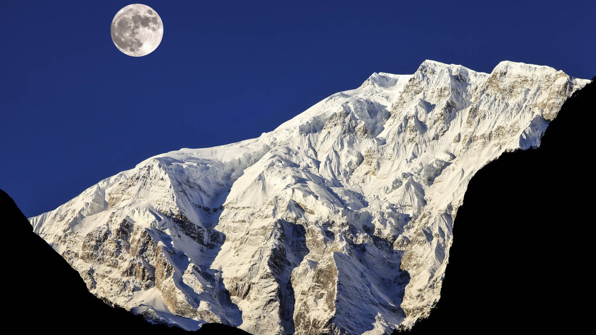 Nepal Annapurna Full Moon Background