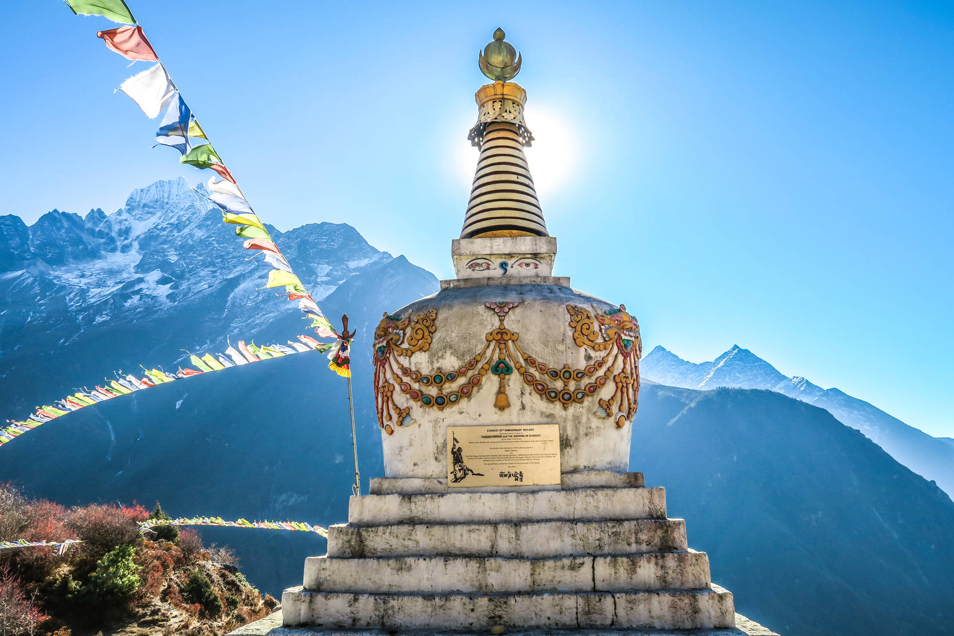 Nepal Namche Bazaar Stupa Background