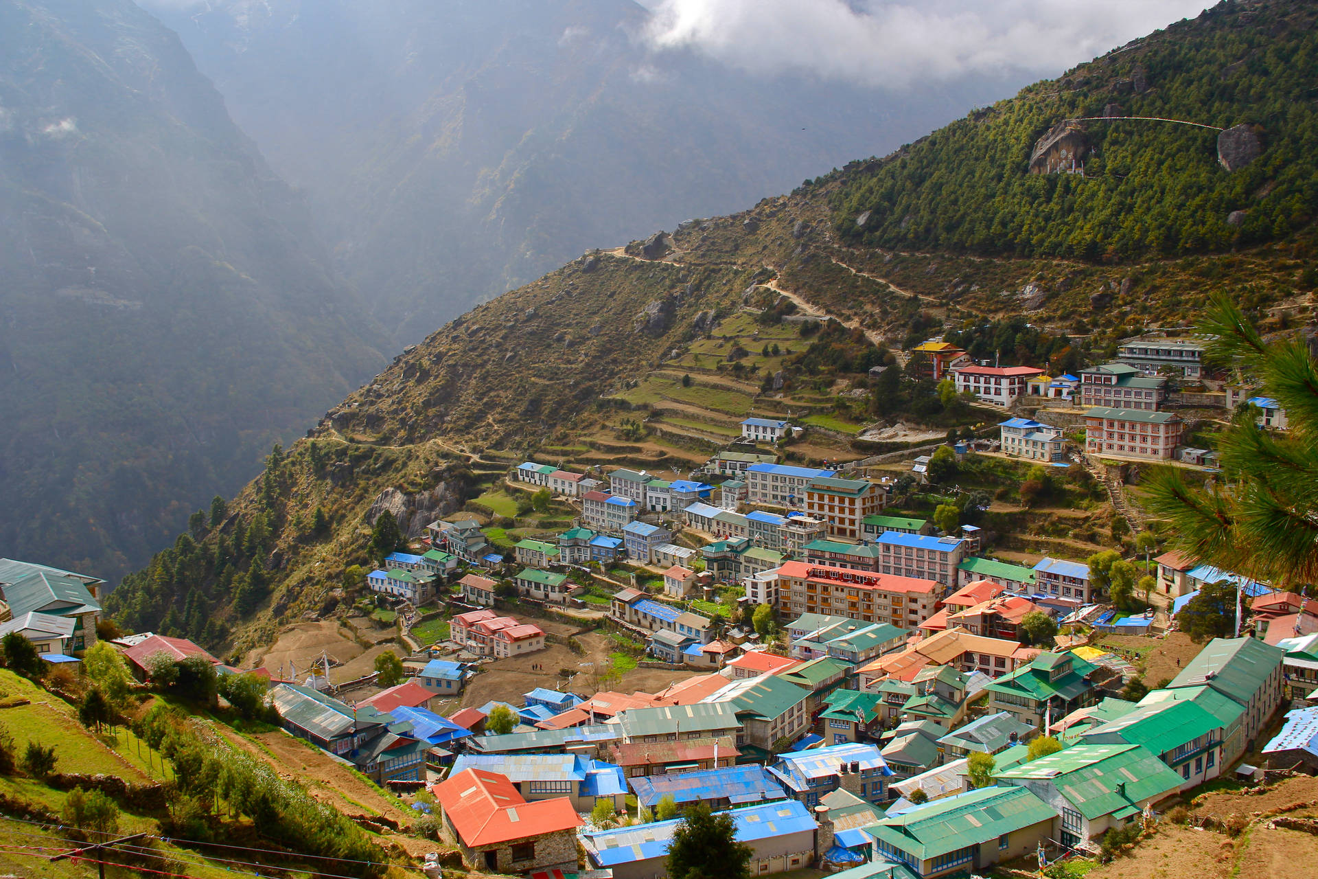 Nepal Namche Bazar Town Background