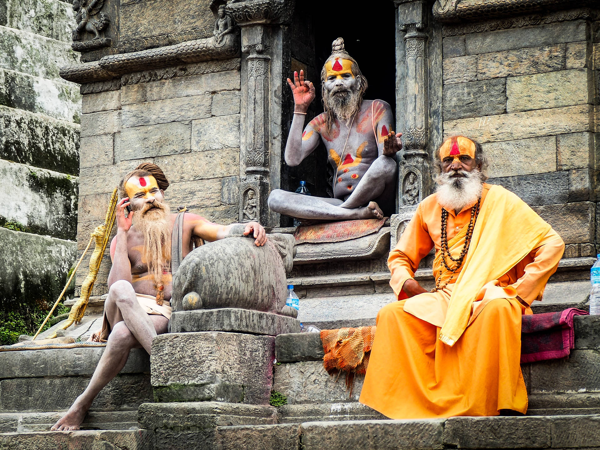 Nepal Sadhus At Pashupati Temple