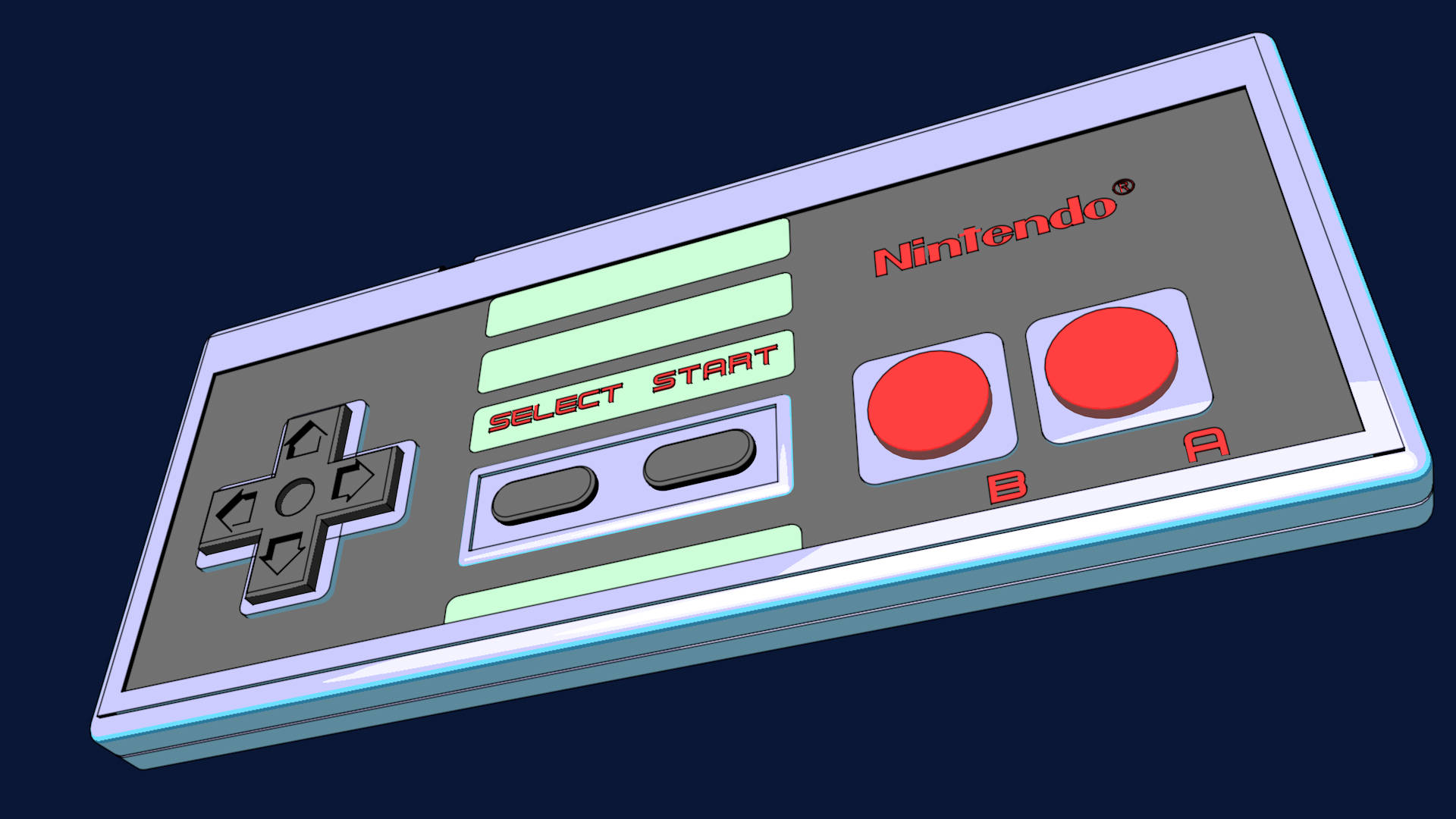 Nes Controller In Blue Background
