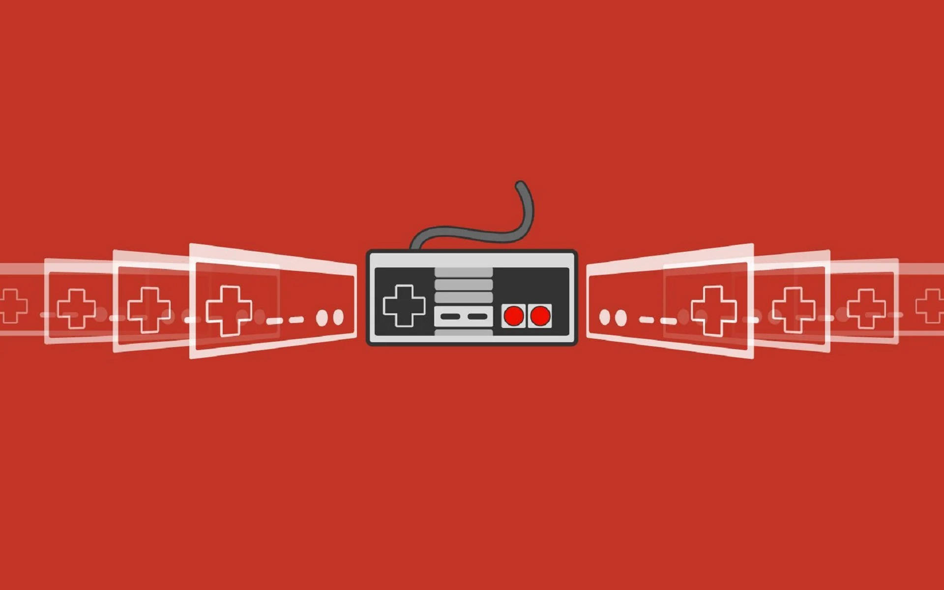 Nes Controller In Red Background