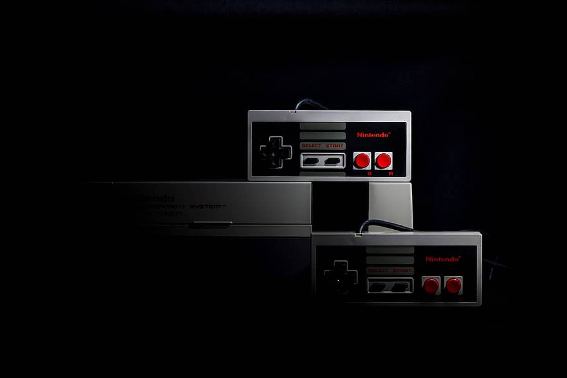 Nes Gaming Set In Dark Background