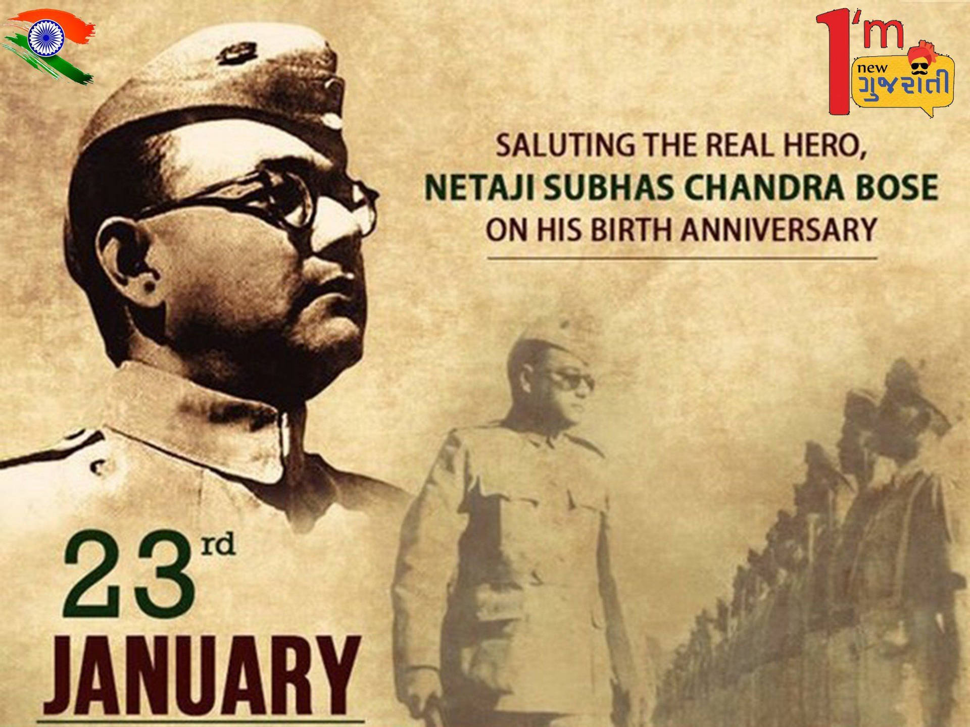 Netaji Bose Portrait In His Birthday Celebration Background