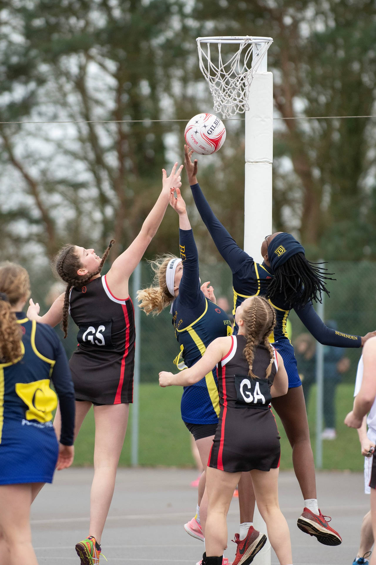 Netball Game Girls High Jump Ball