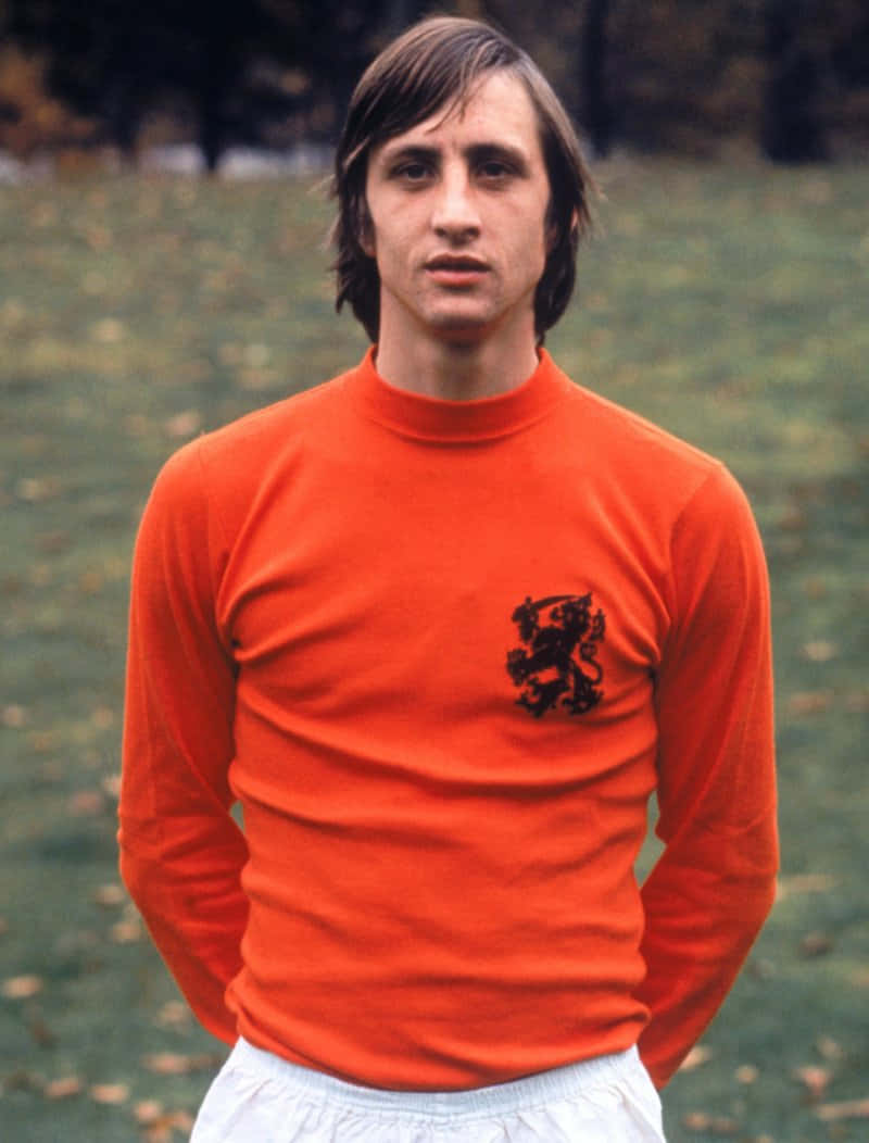 Netherlands Player Johan Cruyff Orange Shirt Background