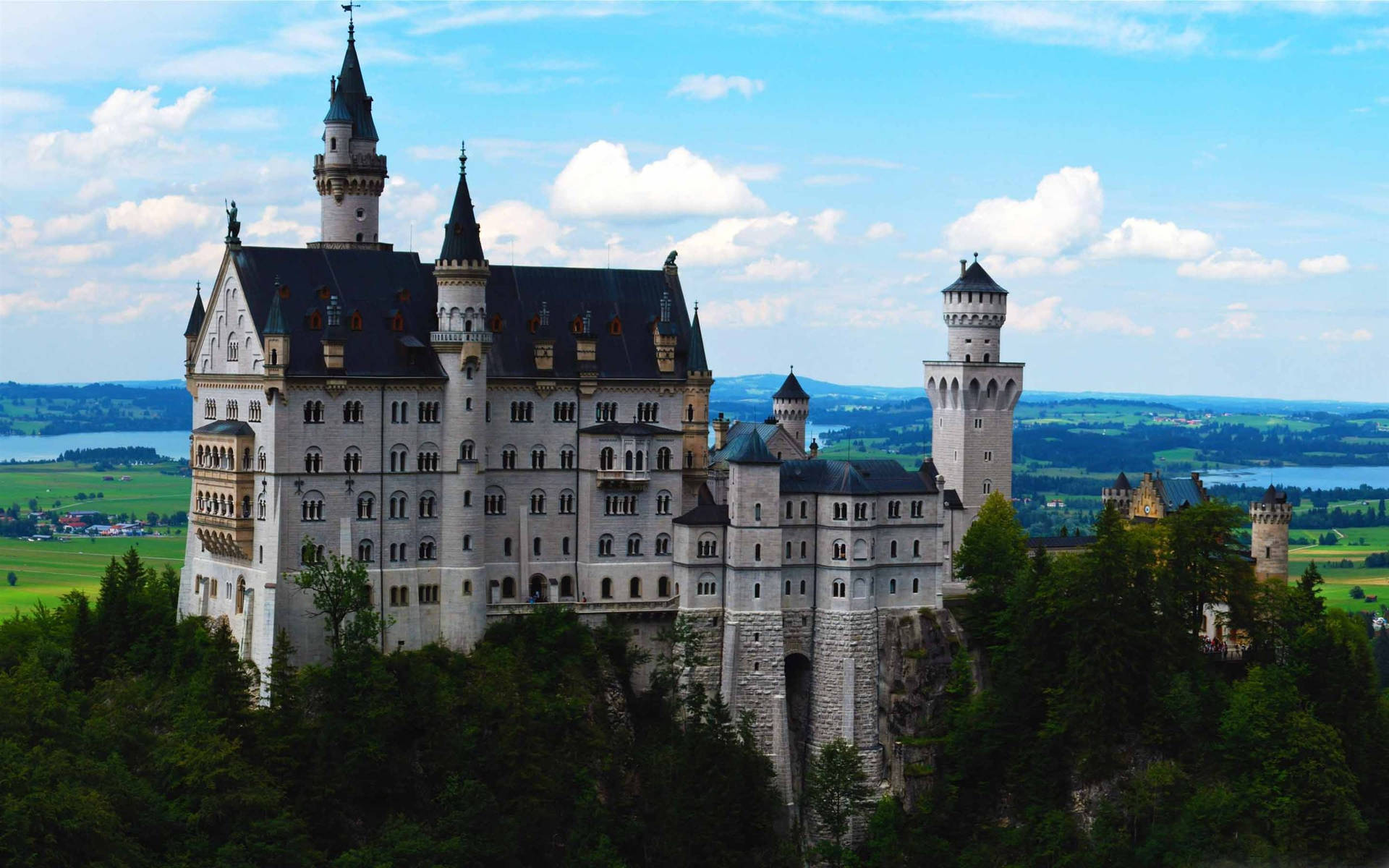 Neuschwanstein Castle Few Clouds Background