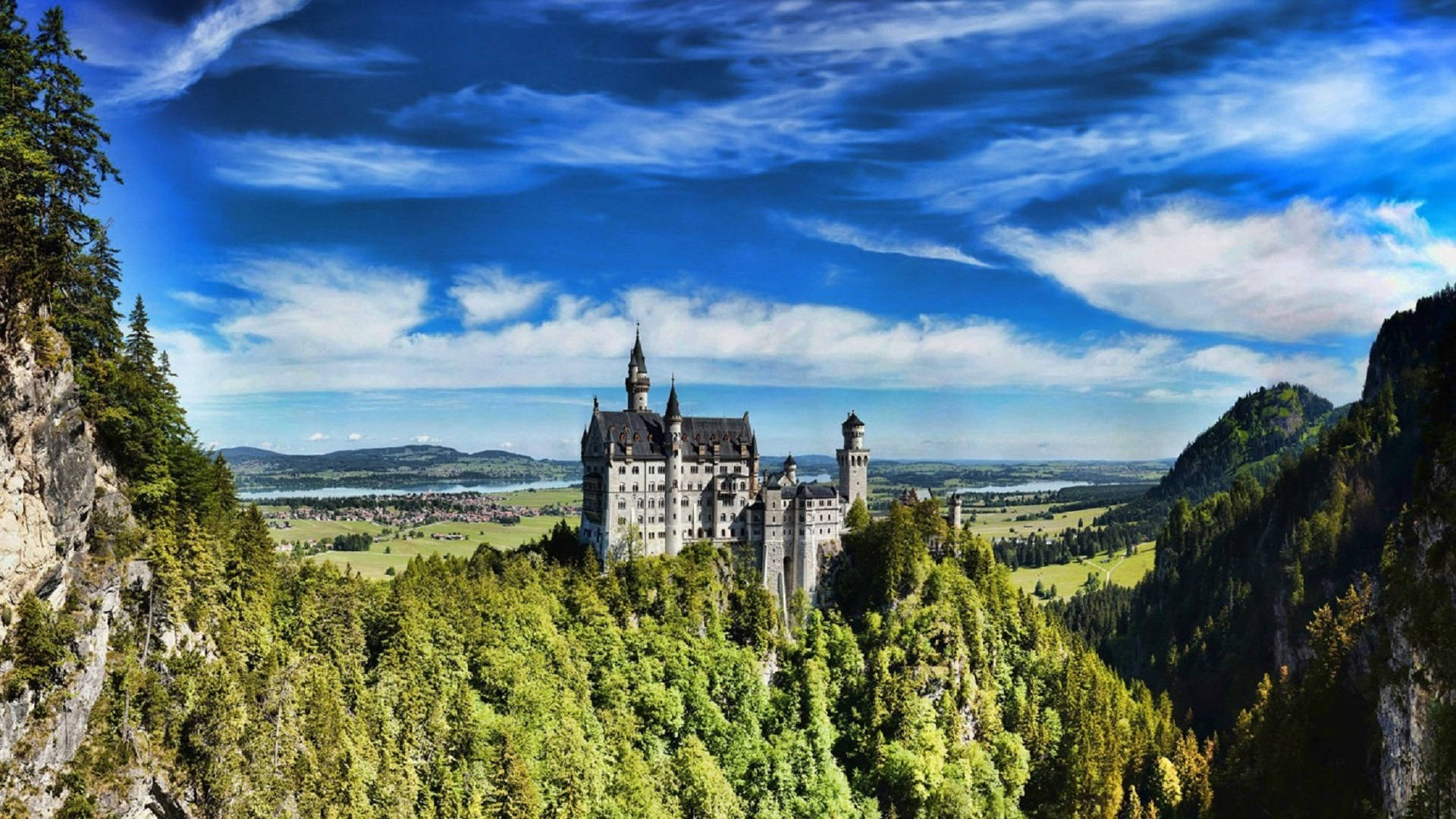 Neuschwanstein Castle Located In Fussen, Germany Background