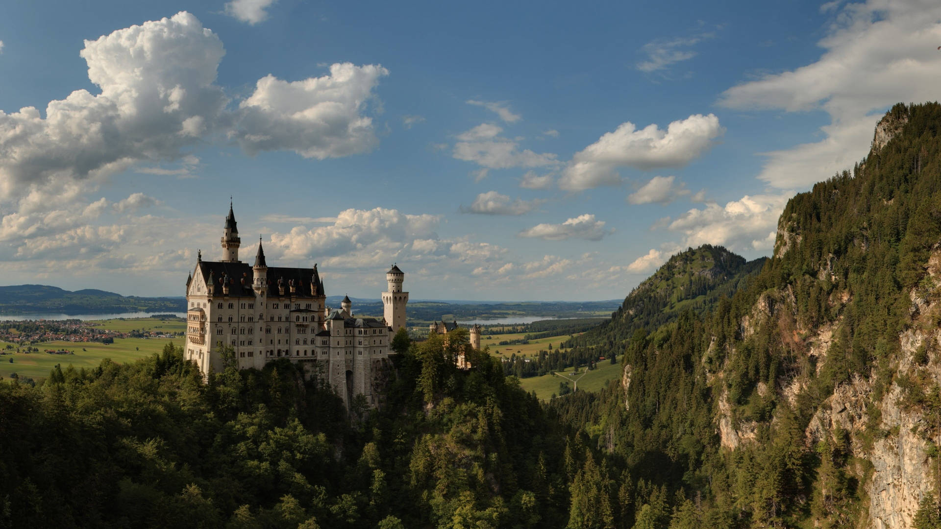 Neuschwanstein Castle Rocky Cliffs Background