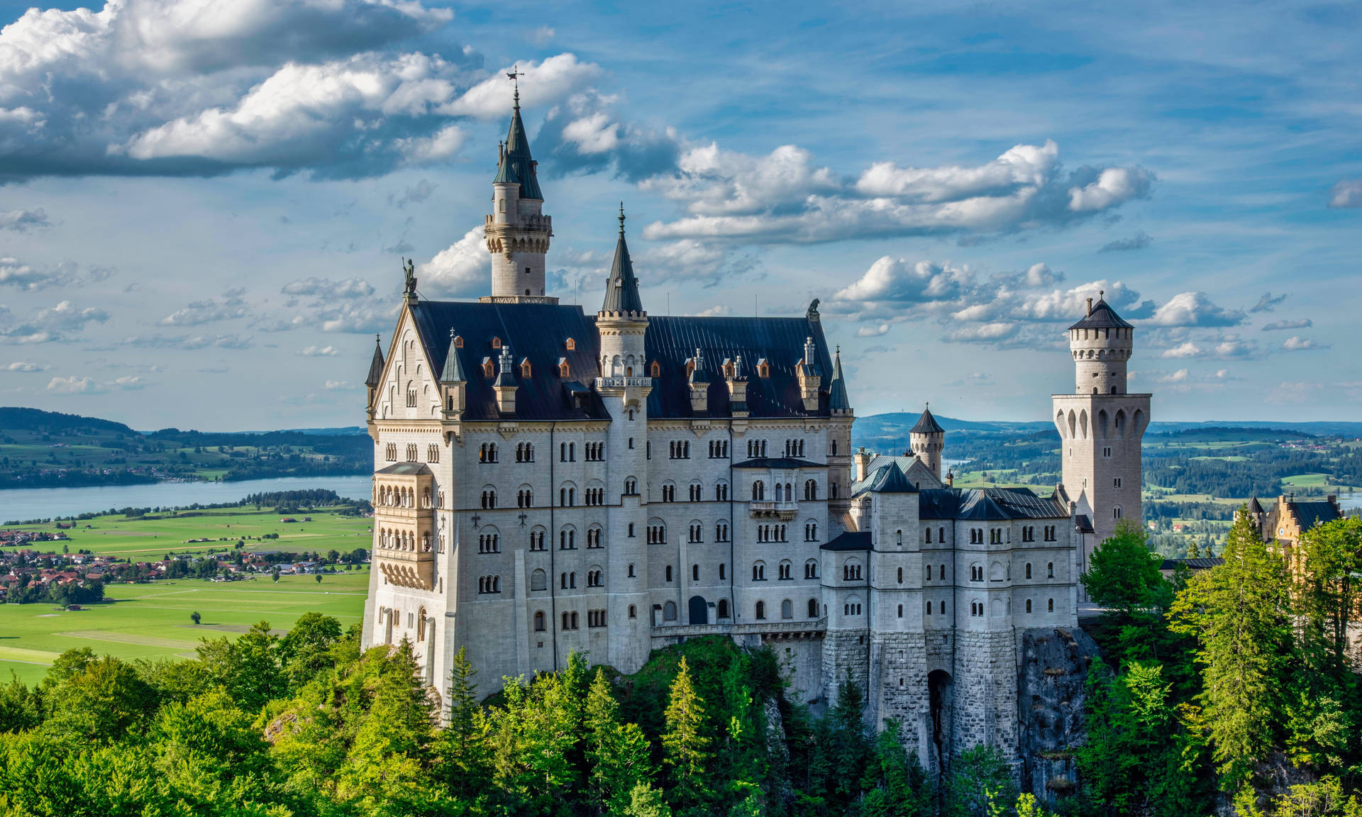 Neuschwanstein Castle Slightly Dark Sky Background