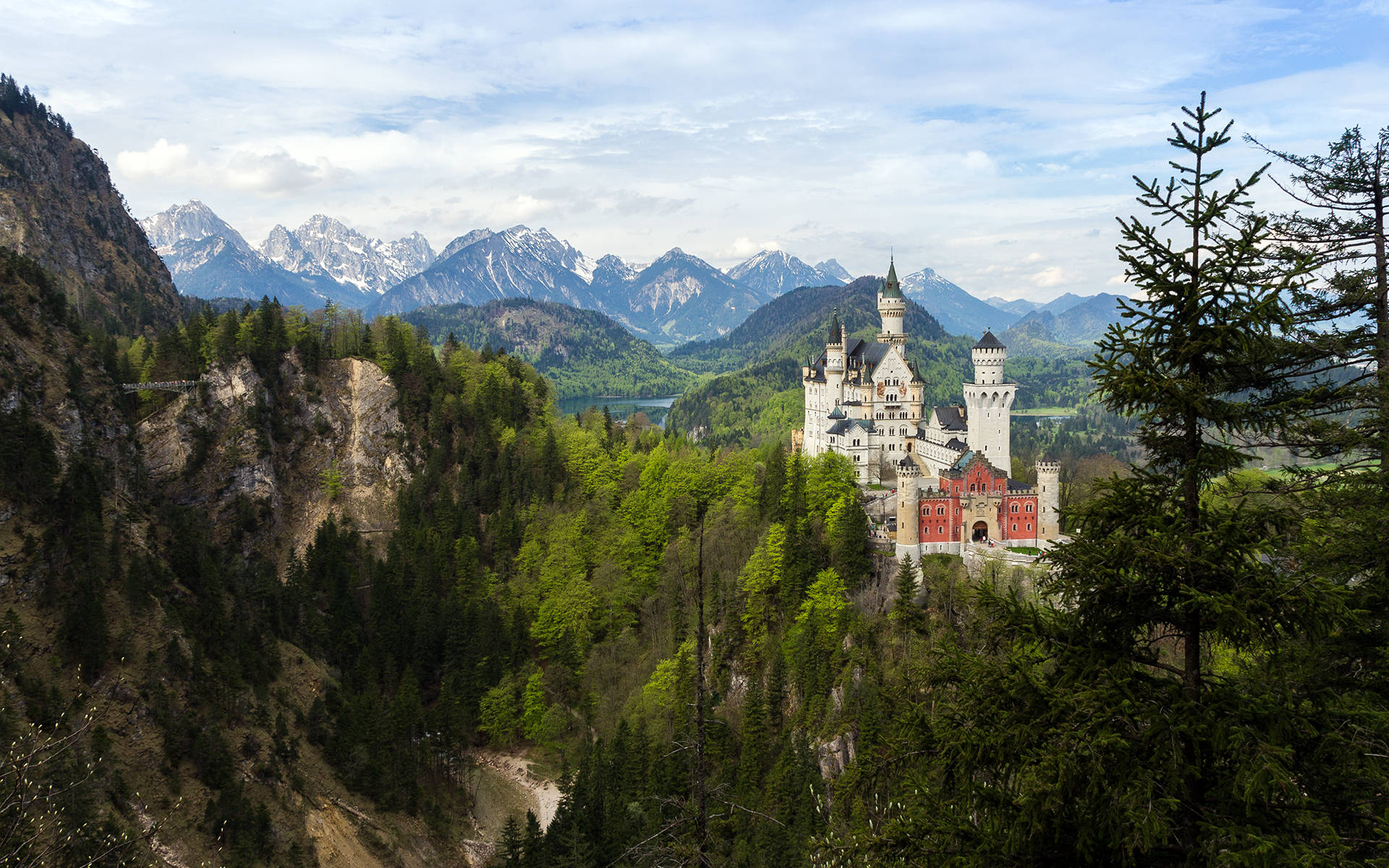 Neuschwanstein Castle Surrounded By Forest Background